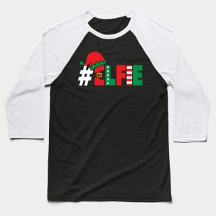 #Elfie Funny Christmas Elfie Elf Selfie Picture Holiday Pun Baseball T-Shirt